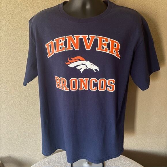 NFL Team Apparel Other - Denver Broncos Logo Men's Large Short Sleeve Shirt Navy Blue NFL Team Apparel